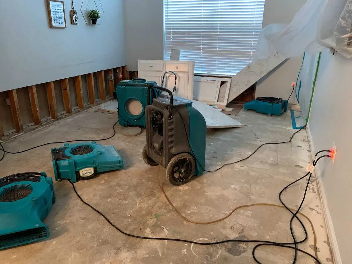 Dehumidifier in flood-cut room for Water Damage Restoration in Slidell